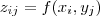 z_{ij}}=f(x_i,y_j)