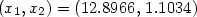 (x_1,x_2)=(12.8966,\,1.1034)