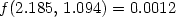 f (2.185,\,1.094) = 0.0012